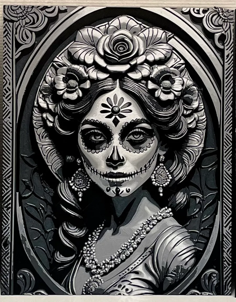 Halloween Day of the Dead 02 - 4 Color Hueforge Filament Painting