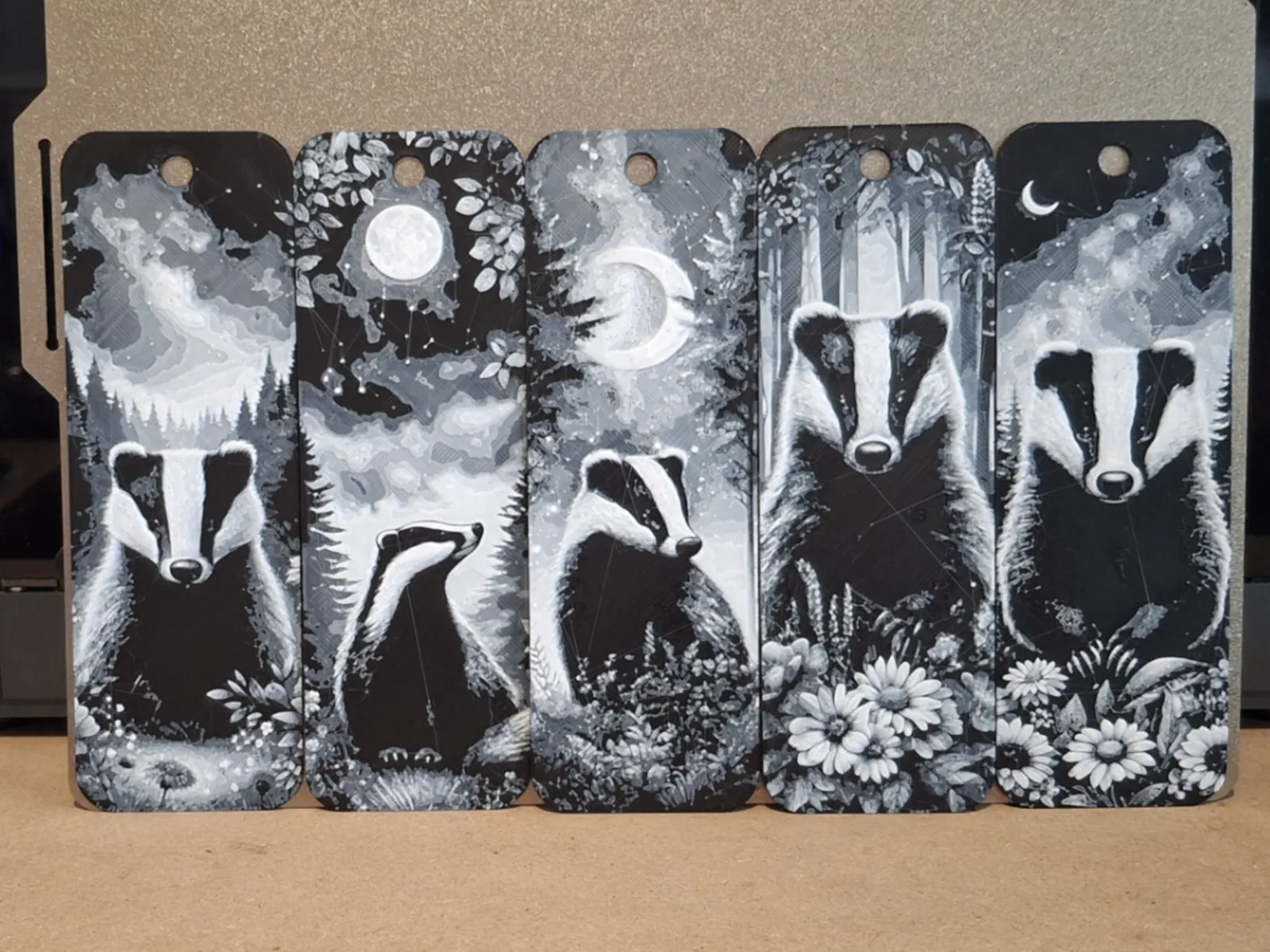 Set of 5 badger bookmarks