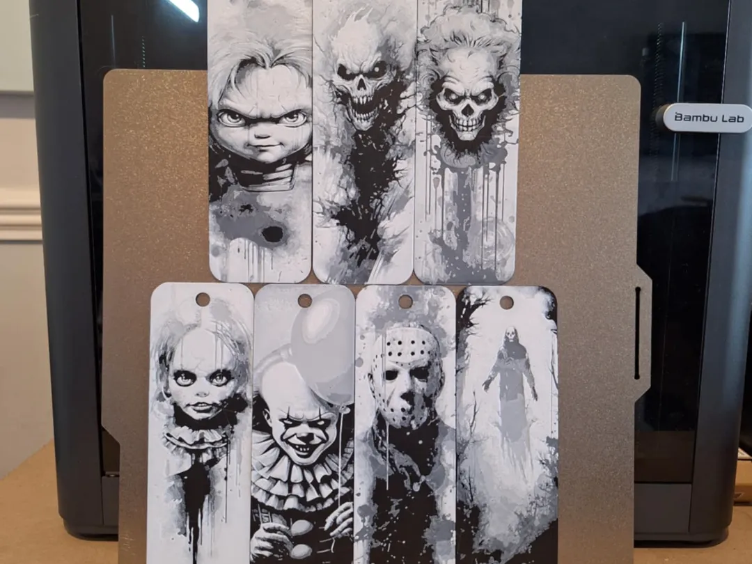 Set of 7 Horror bookmarks - 2 colours