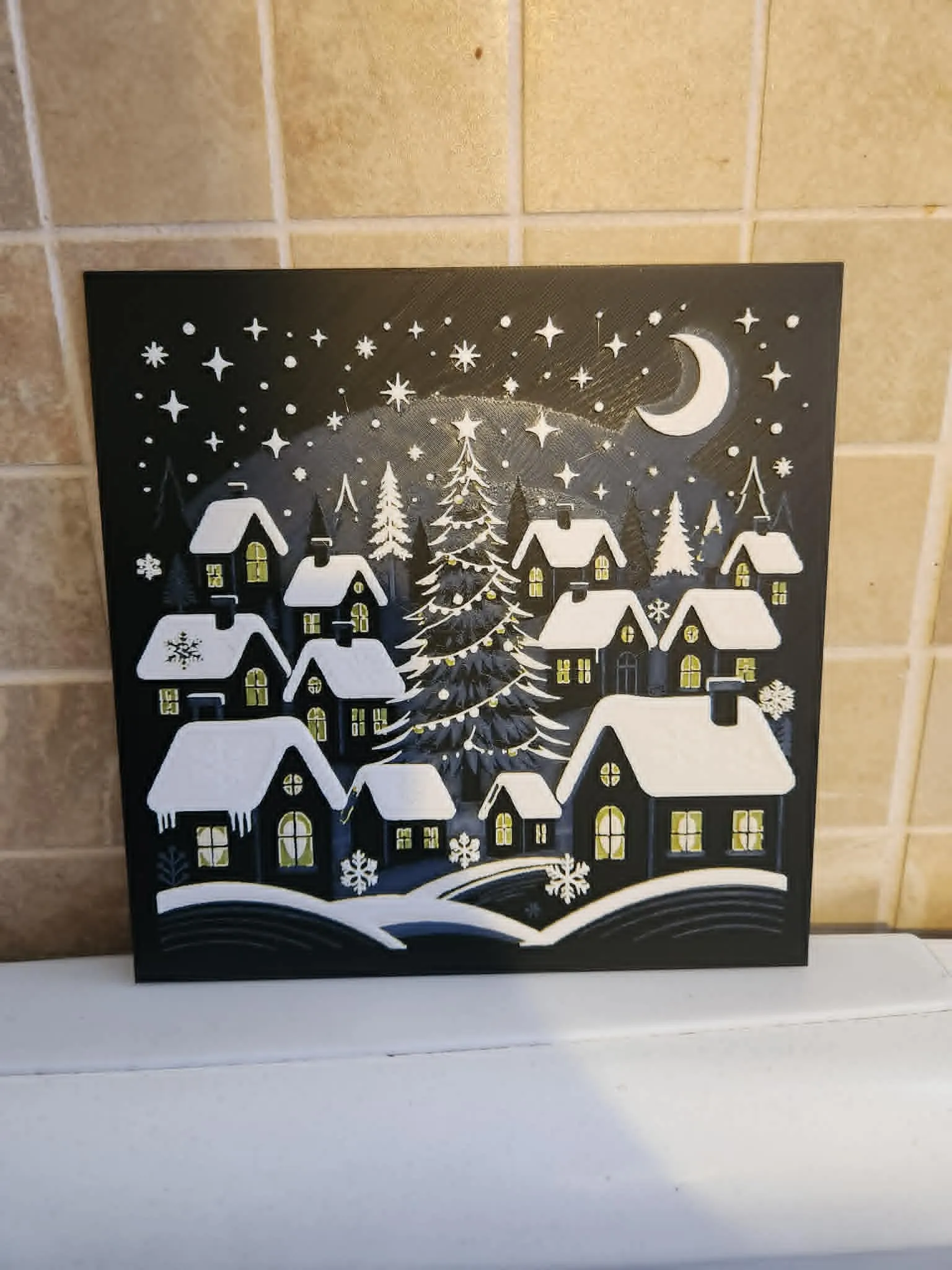Winter Christmas Village Scene