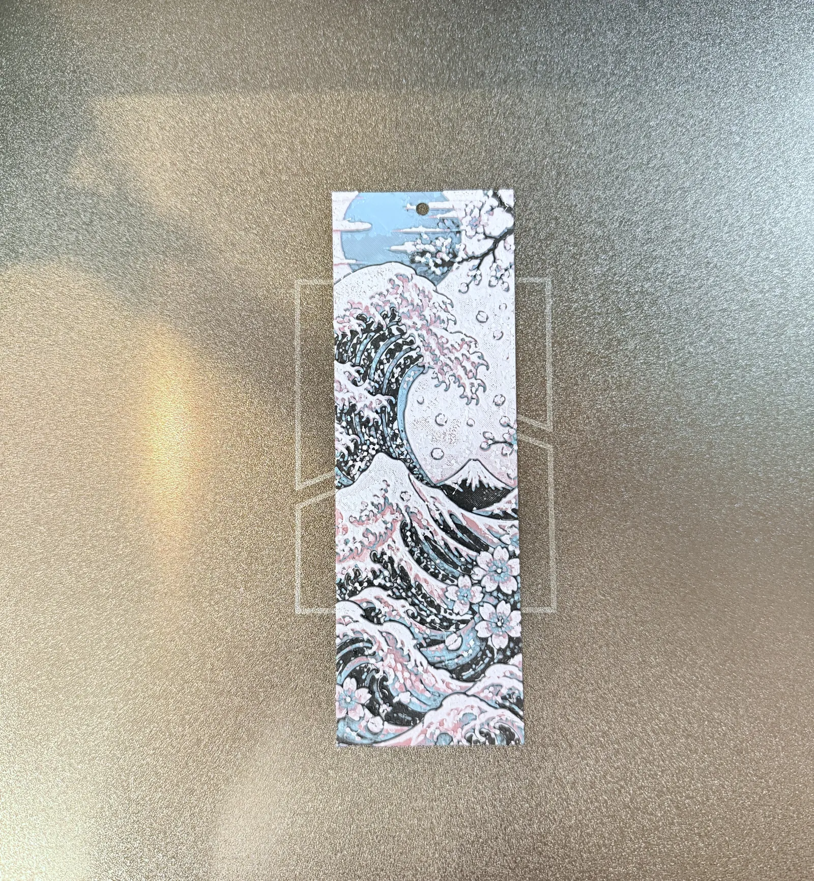 Japanese Wave Sakura Bookmark | Ukiyo-e | 15x5 cm