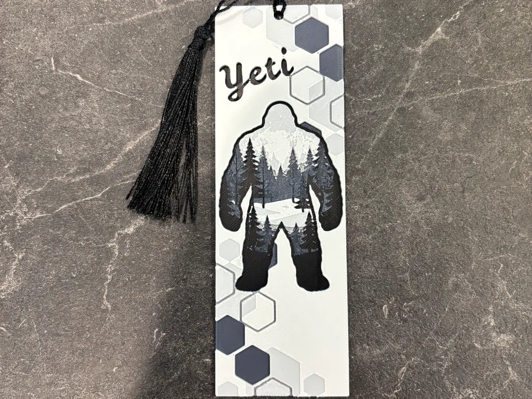 Yeti Geometric Cryptid Bookmark Hueforge