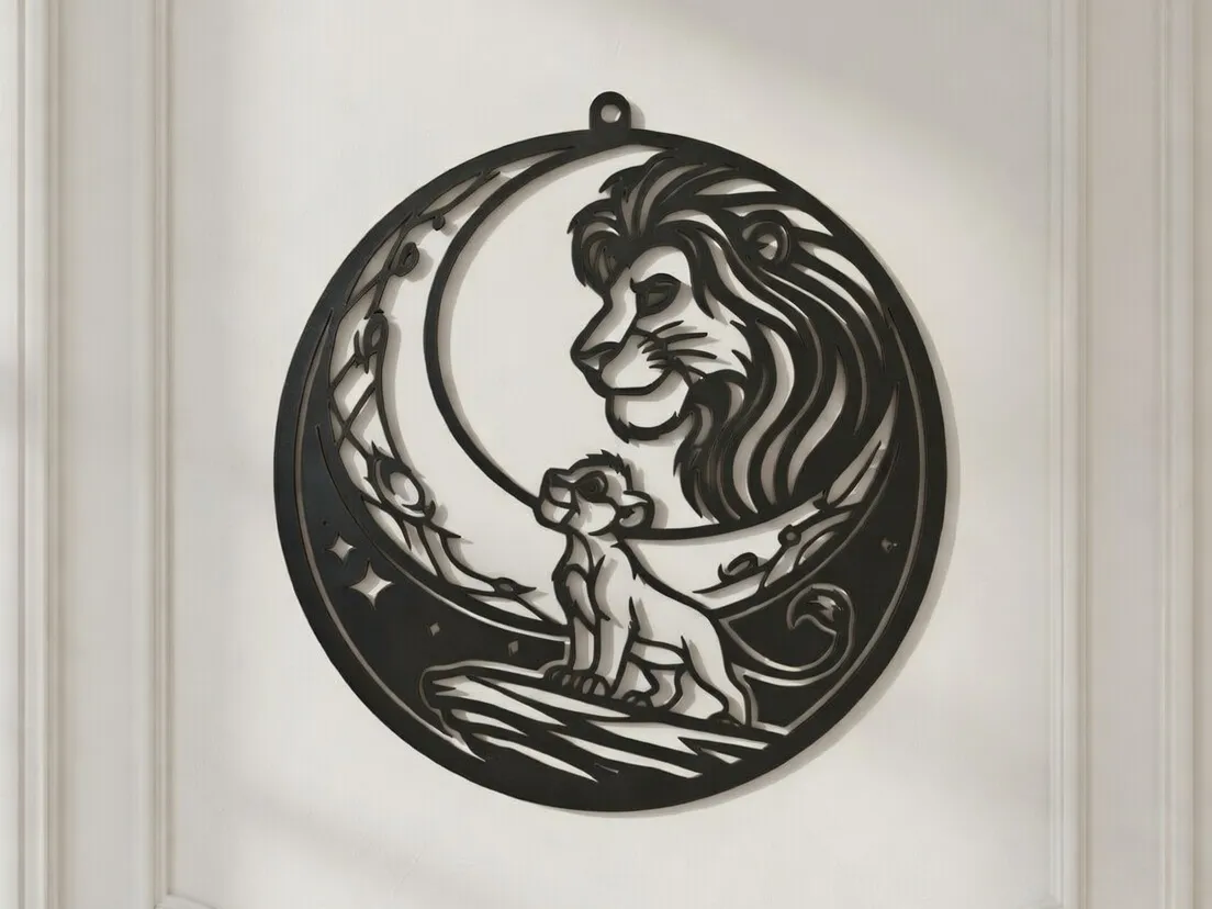 Simba & Mufasa Moon Silhouette - Lion King Wallart