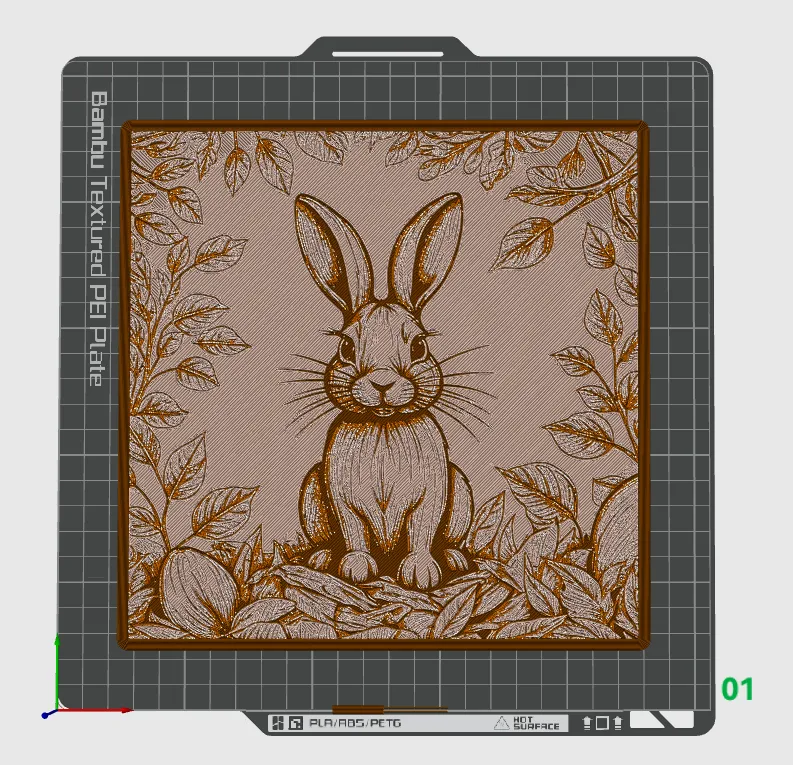 Woodland Rabbit Wood Engraving Hueforge
