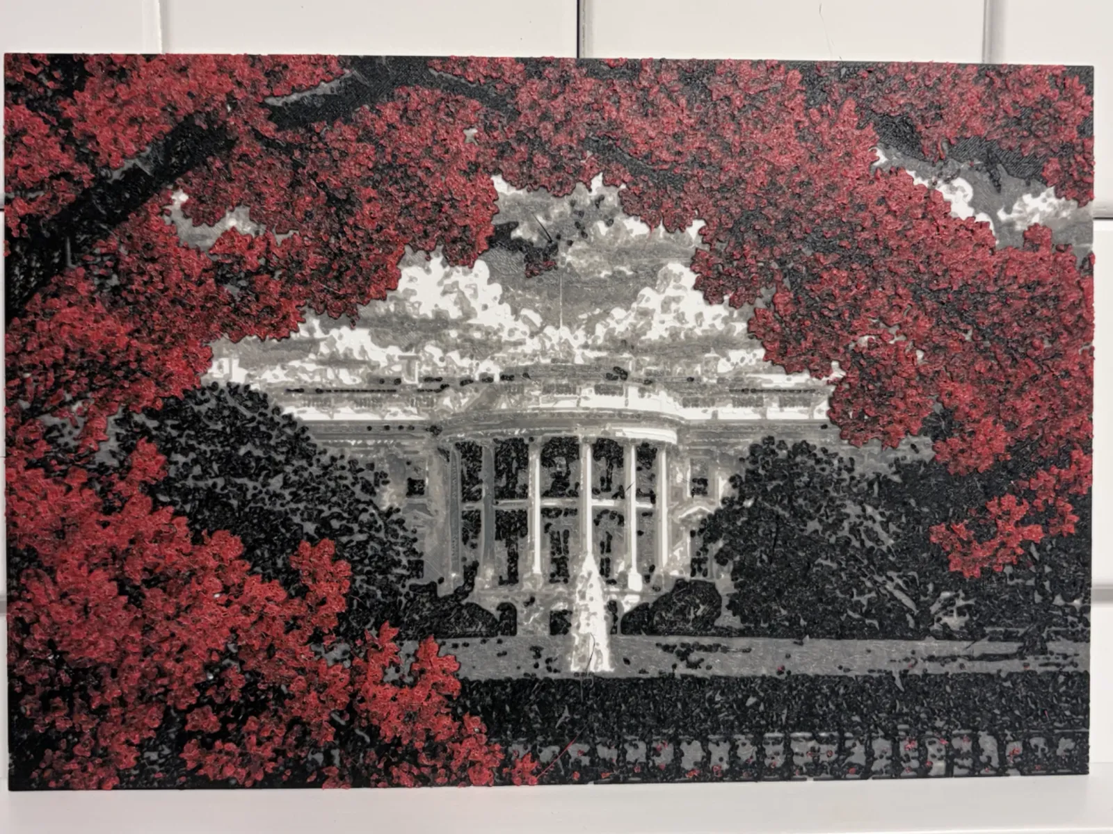 White House Cherry Blossom Hueforge Art