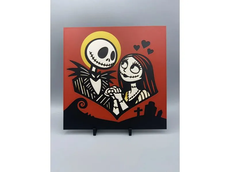 Jack & Sally Heart HueForge Print