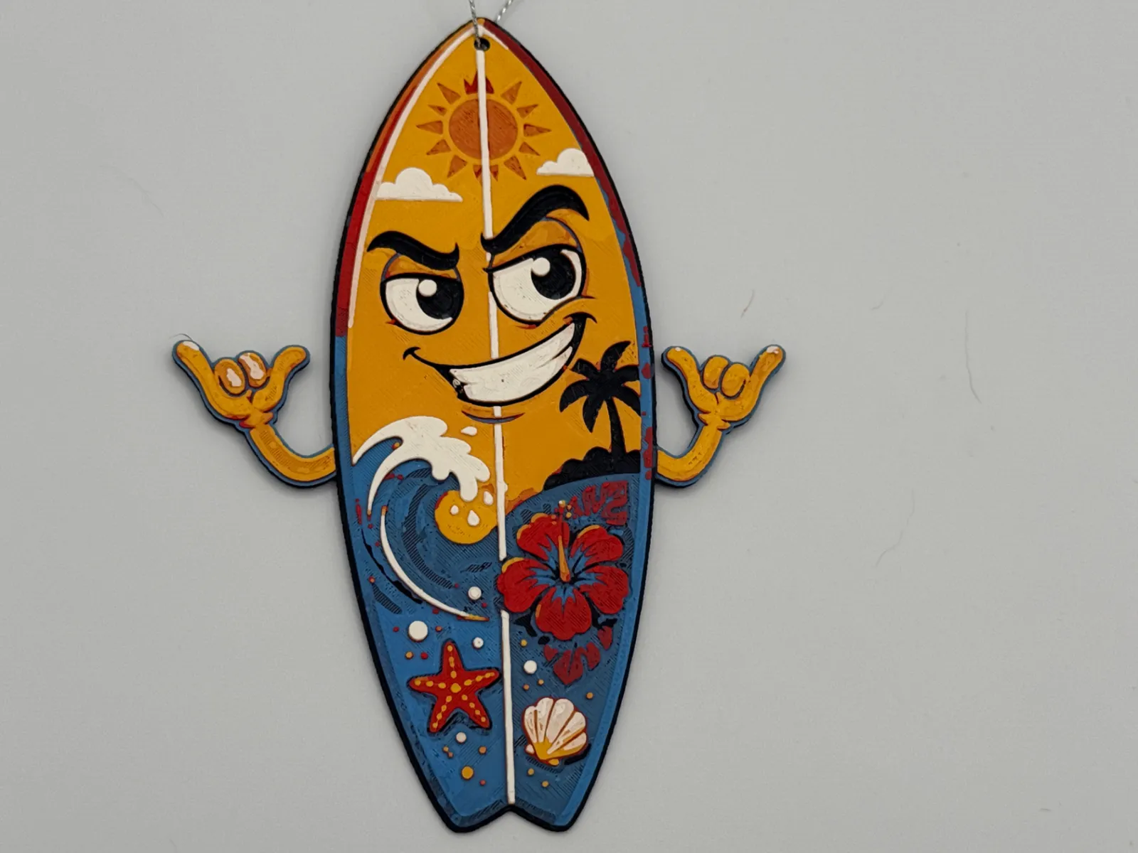 Hang Loose Surfer Ornament Hueforge