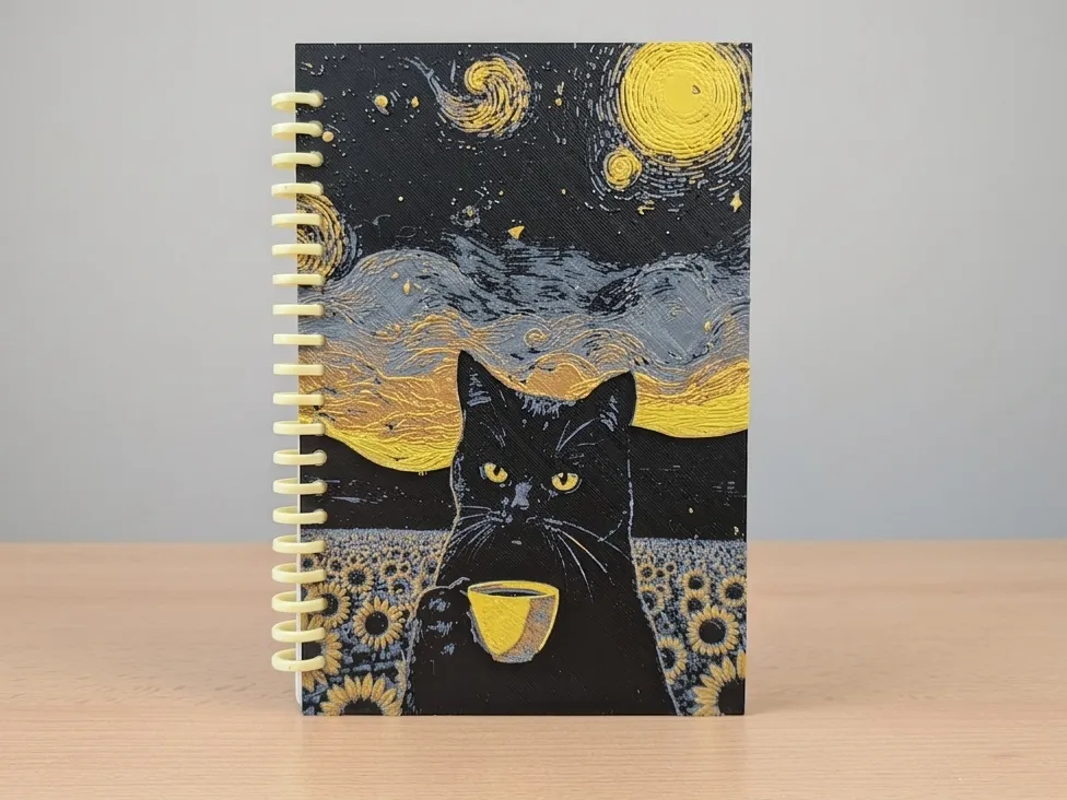 Cat Van Gogh Sunflower Field Notebook Cover