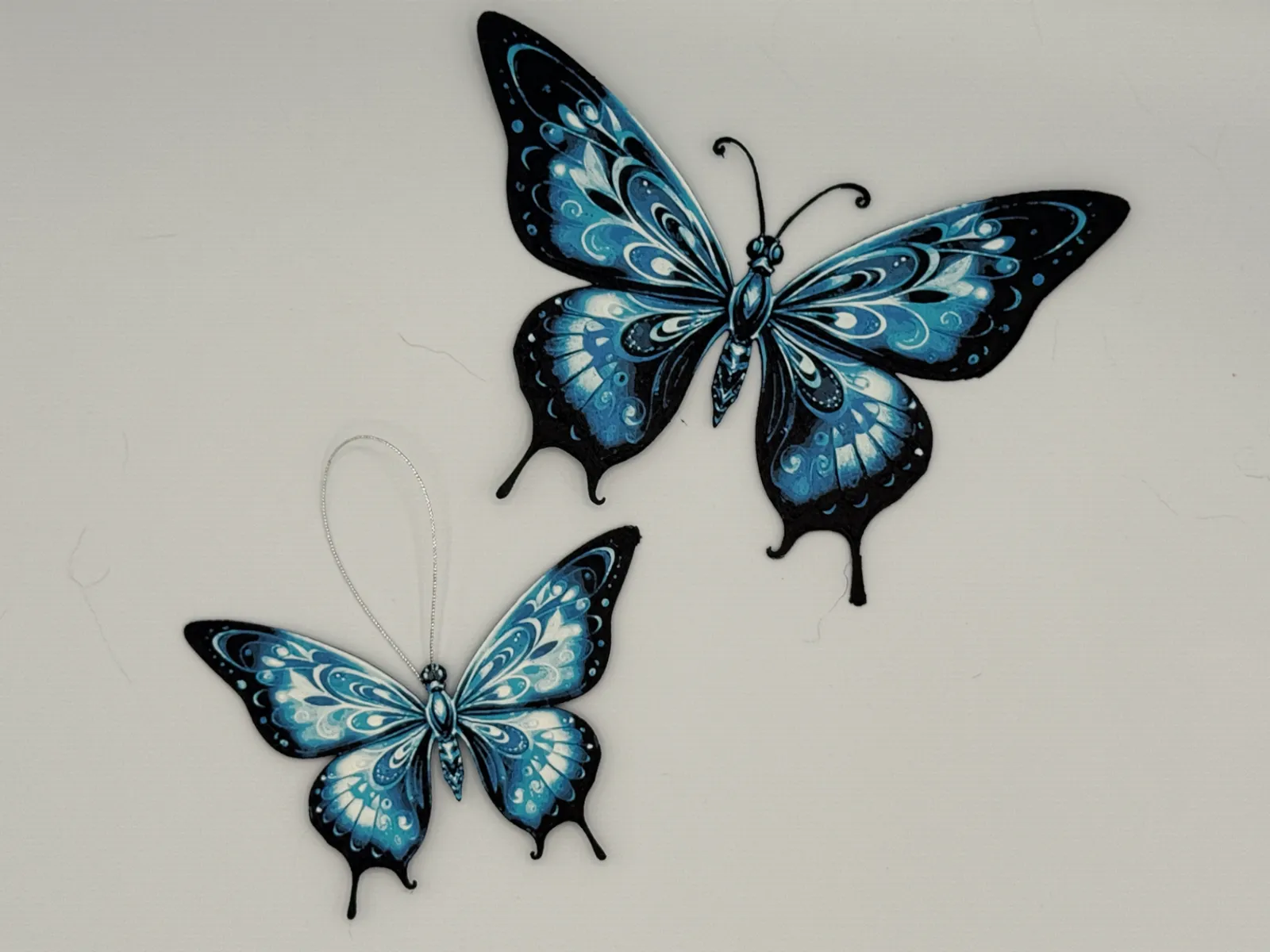 Blue Butterfly Wall Art and Ornament (Hueforge)
