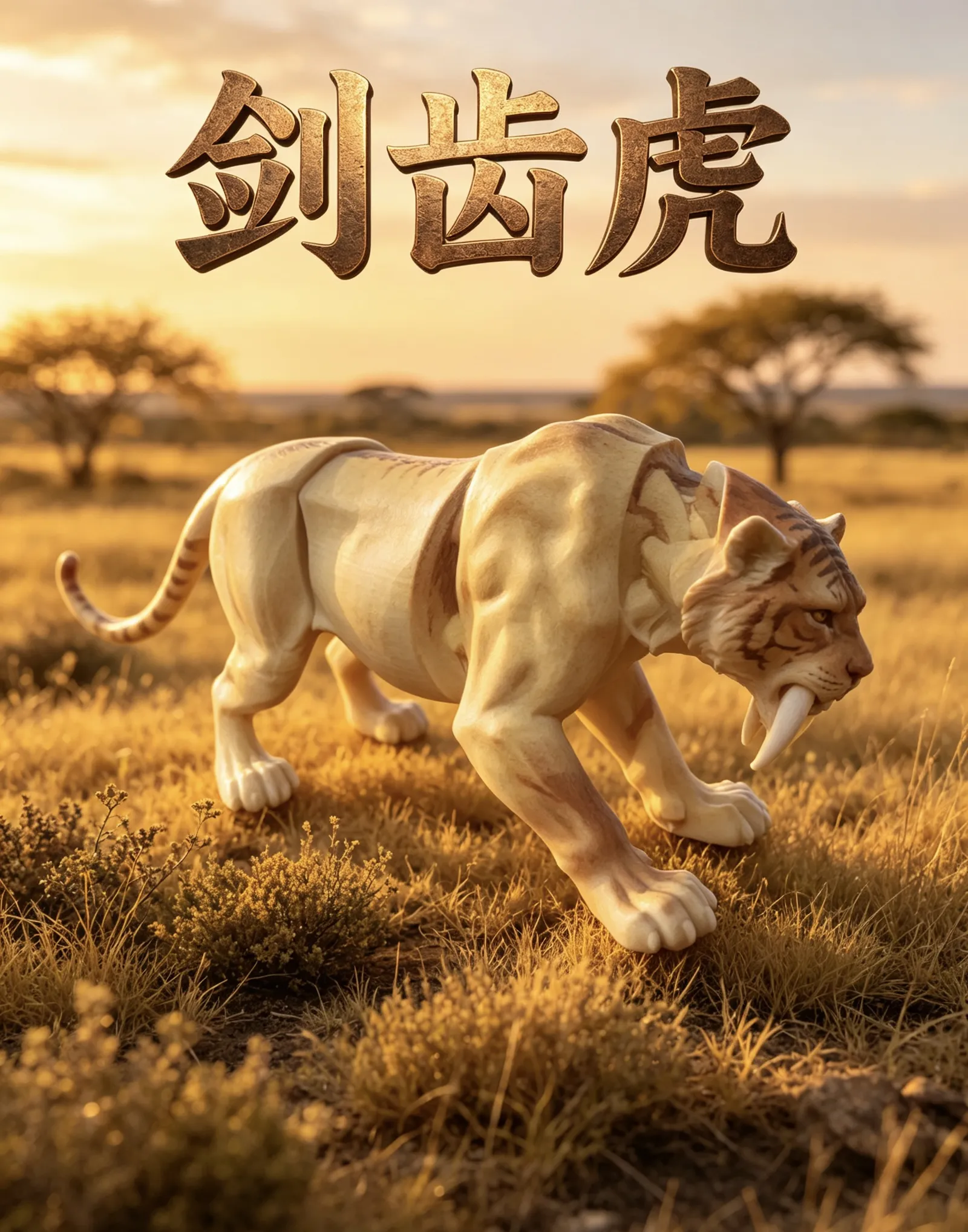 剑齿虎 可活动关节一体打印模型