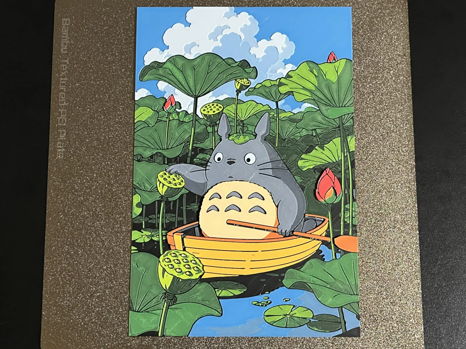 Totoro at Lotus pond Hueforge