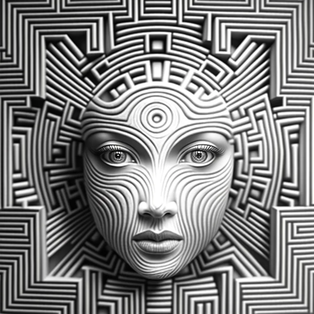 HUEFORGE Black and White Mandala Stripes Lady