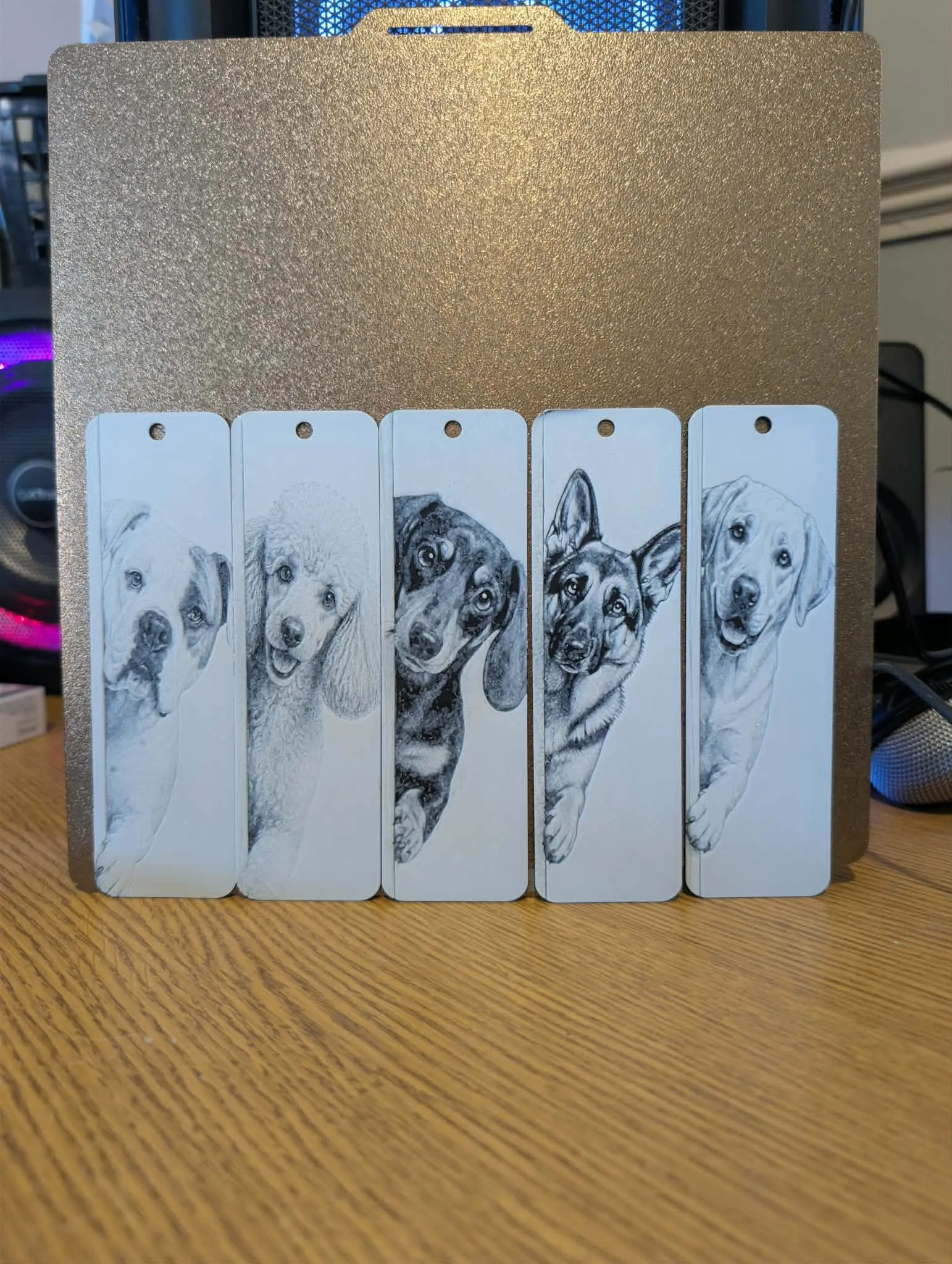 Set of 5 peeking dogs bookmarks