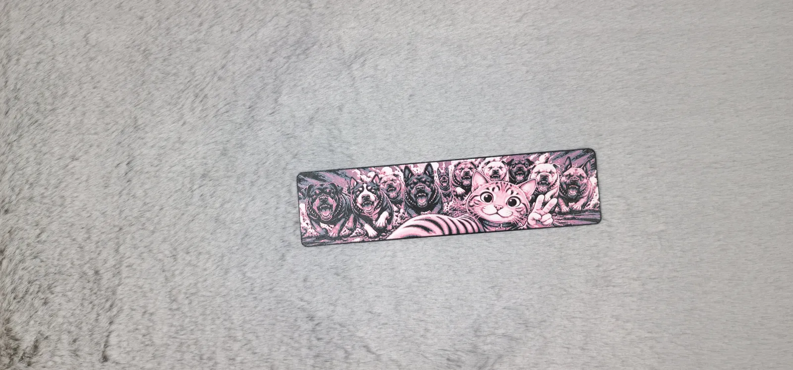 Funny Cat vs Angry Dogs HueForge Bookmark