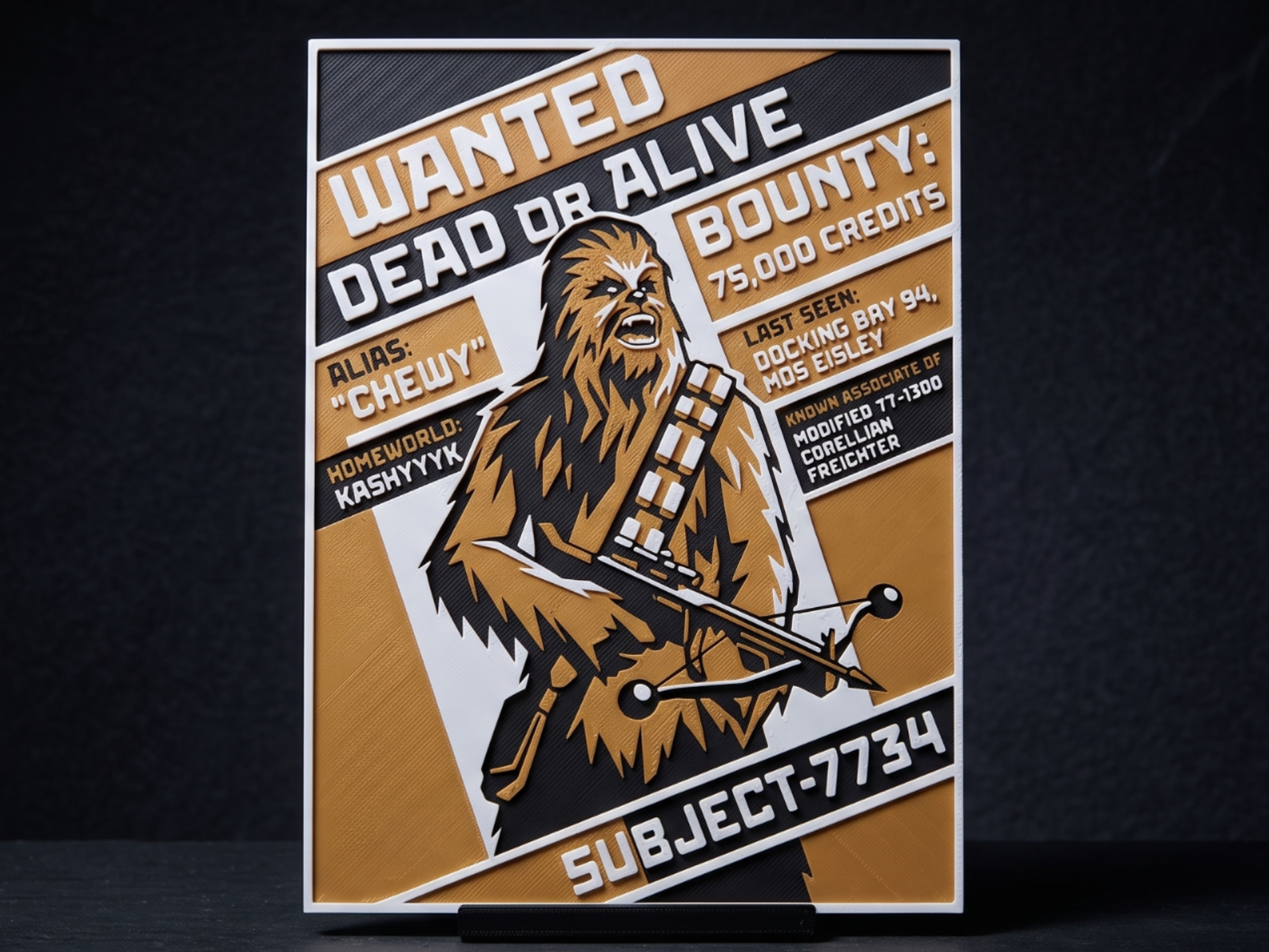 Chewbacca Wanted Poster - 3 Colour