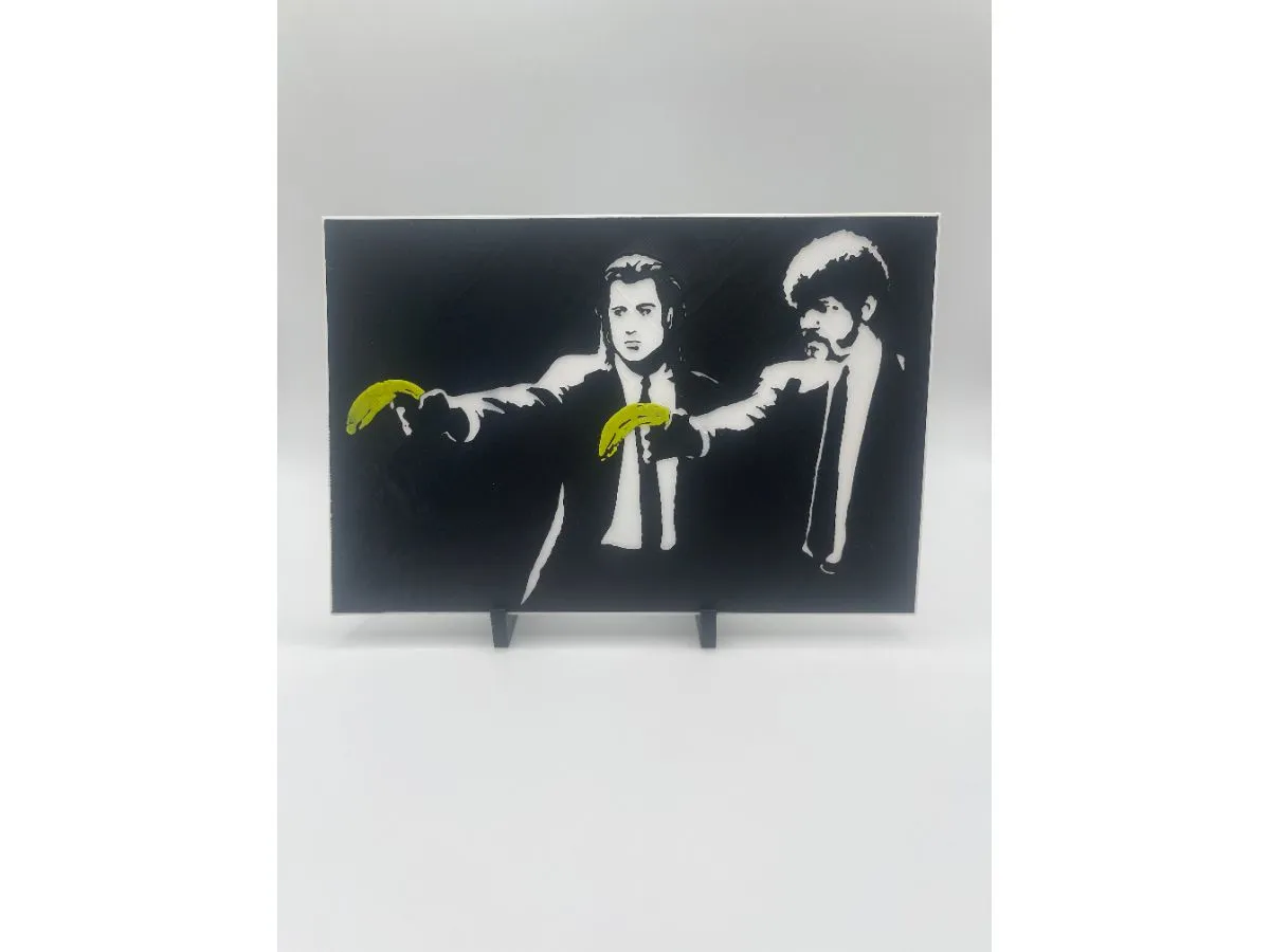 Banksy-inspired Pulp Fiction HueForge print.