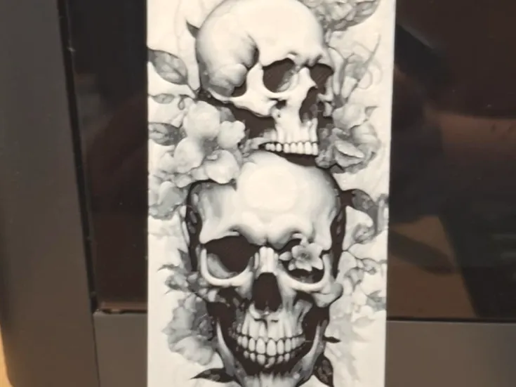 Skull and flowers bookmark - Just 2 colours v4