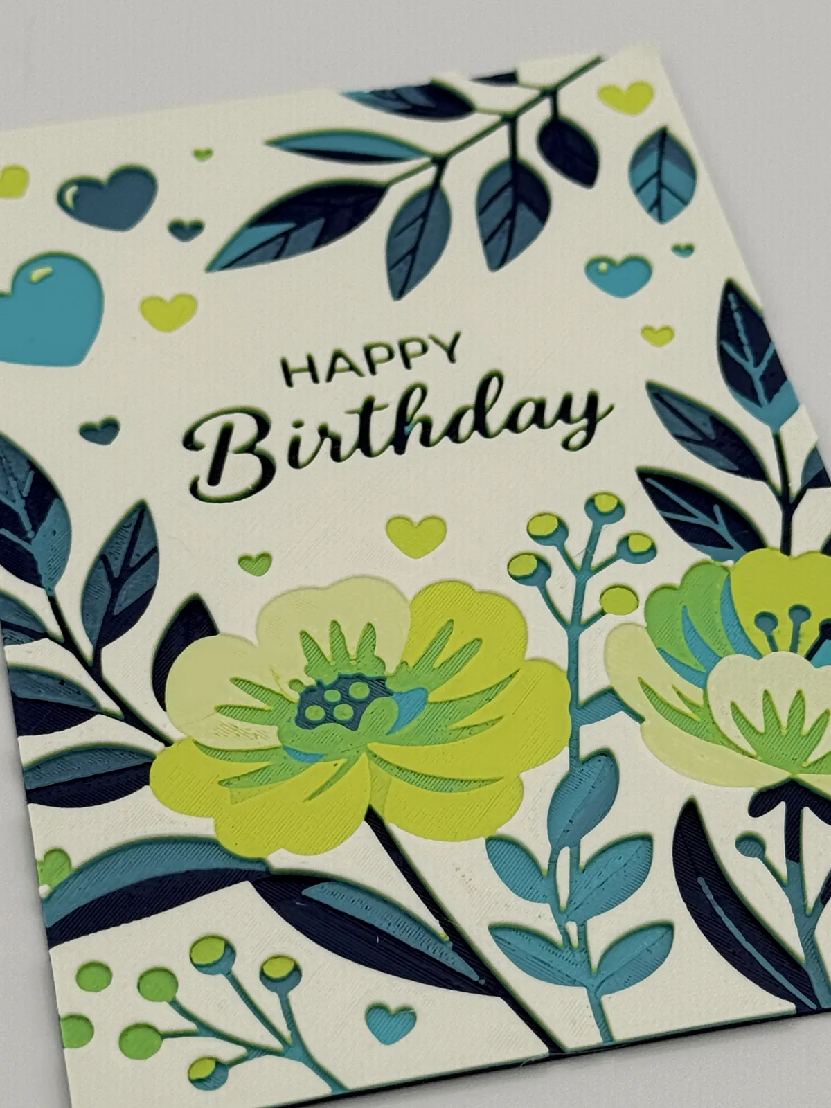 Floral Hearts Birthday Greeting Card/Sign Hueforge