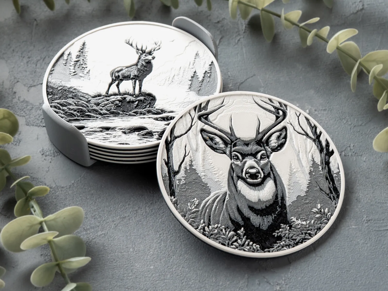 Winter Deer Coasters