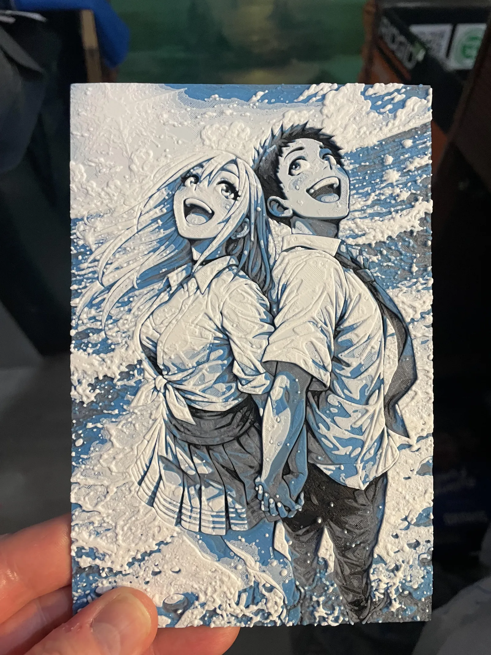 Boy and Girl at the Beach Singing Hueforge