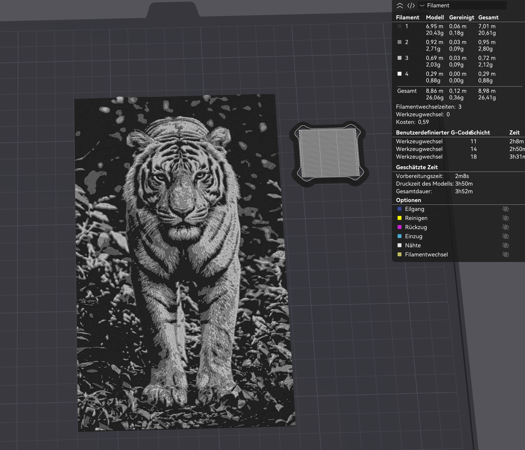 Tiger-Hueforge 3D Reliefbild