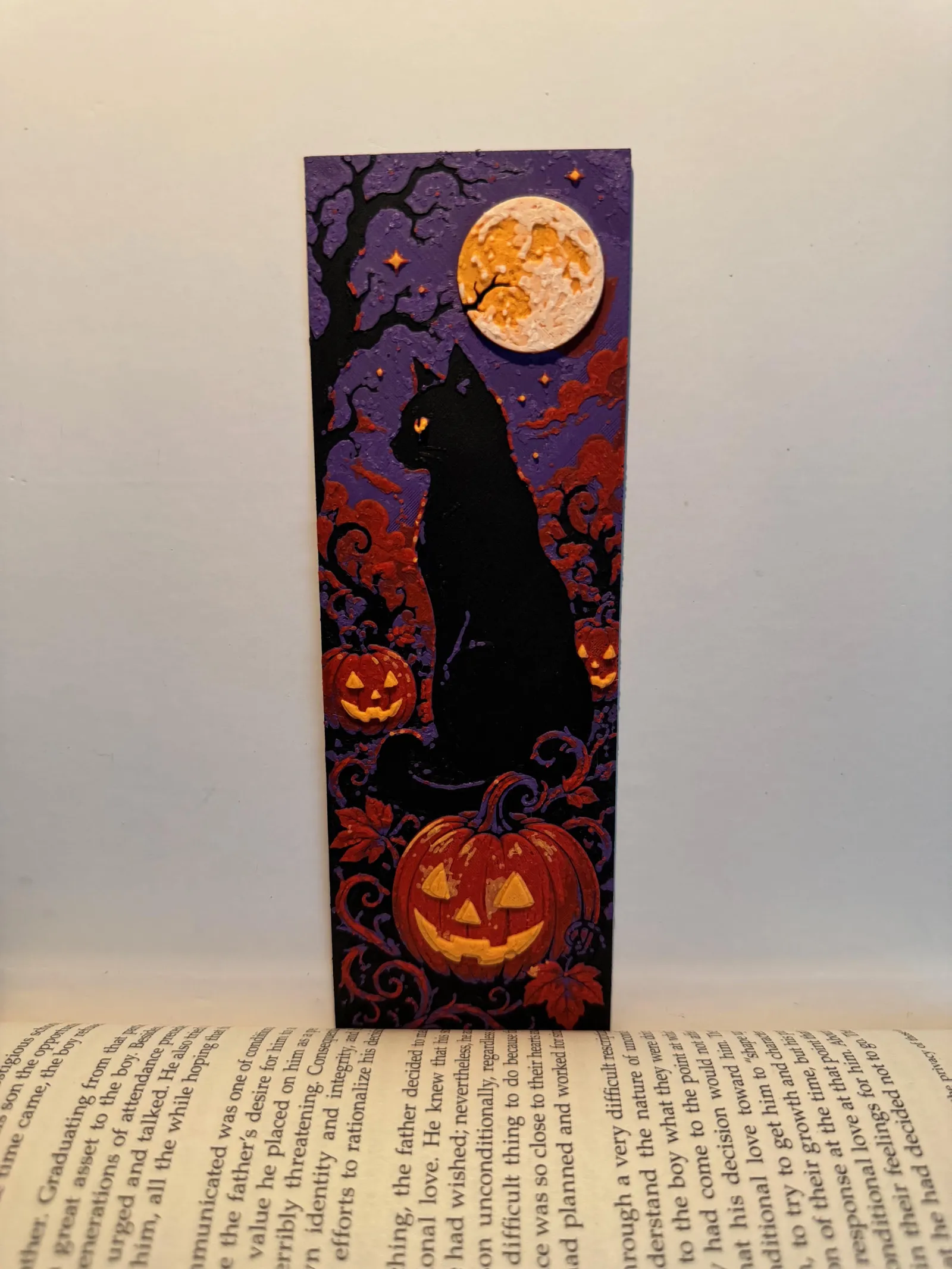 Moonlit Halloween Cat Garden - Bookmark