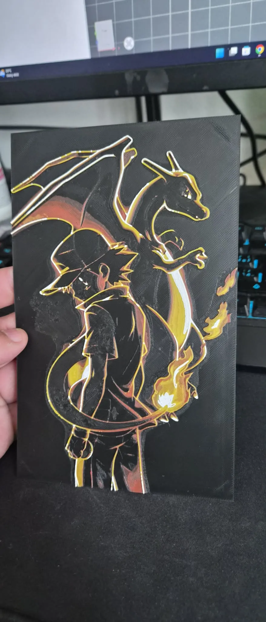 Ash & Charizard NeonArt Hueforge