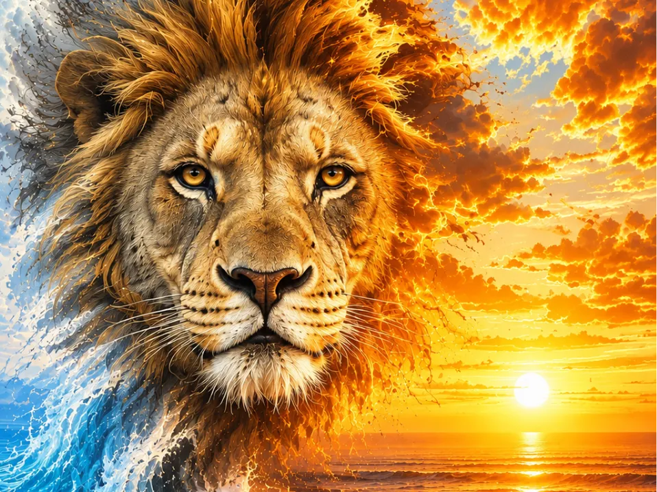 Lion majestueux – Illustration fantastique