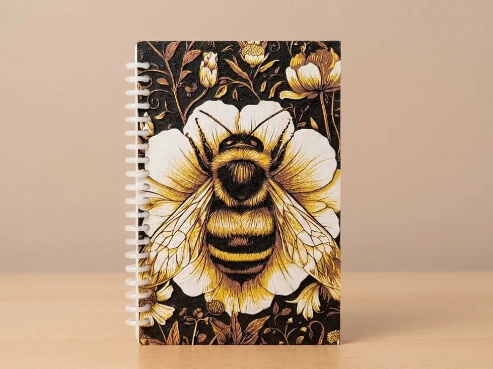 Victorian Bee with Flowers Notebook Cover