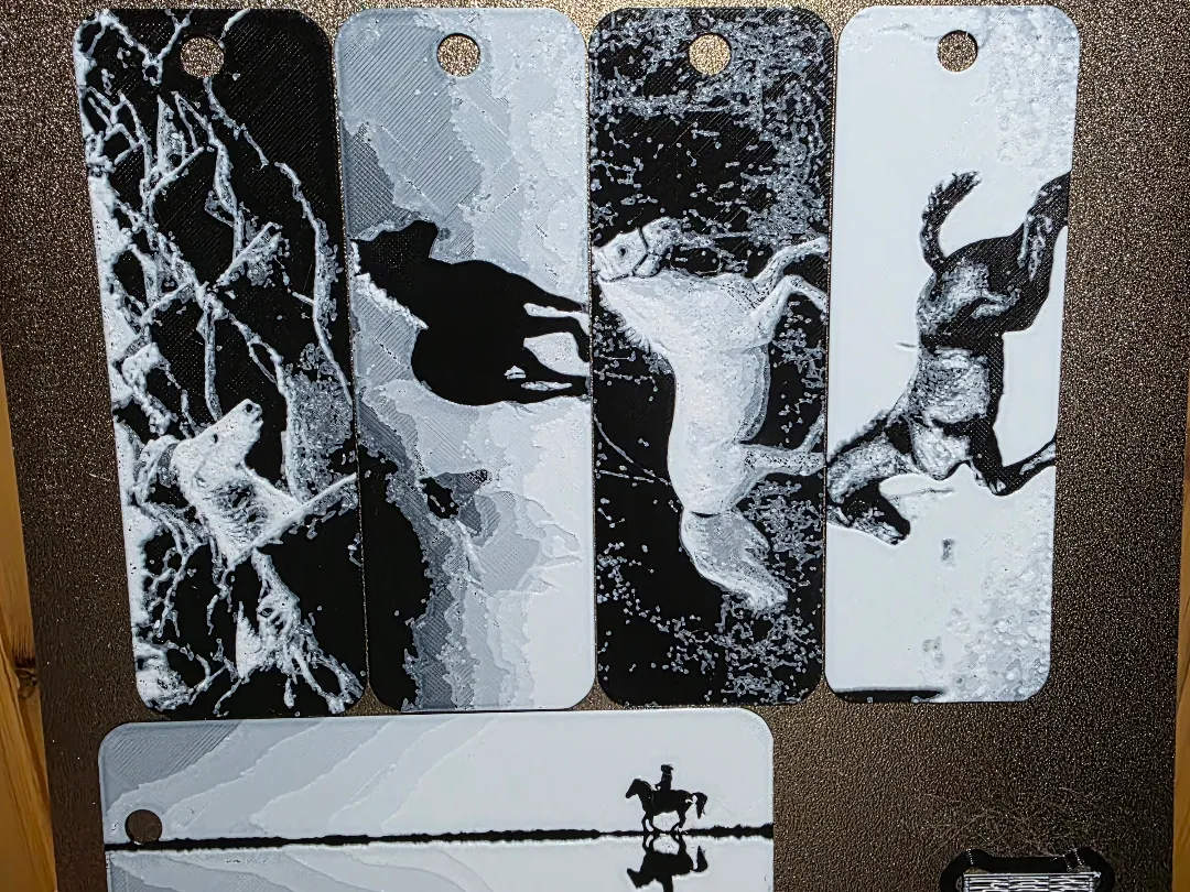 Horse Bookmark Set of 5 Hueforge(Black and White)