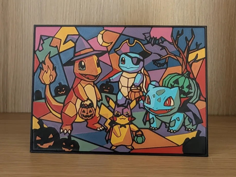 Kanto Starter Halloween Party Hueforge & Frame