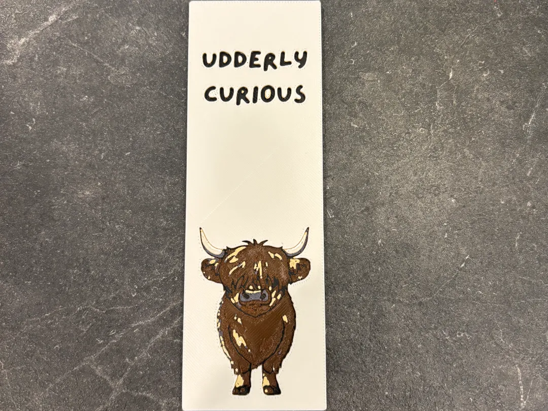 Udderly Curious Cow Bookmark Hueforge