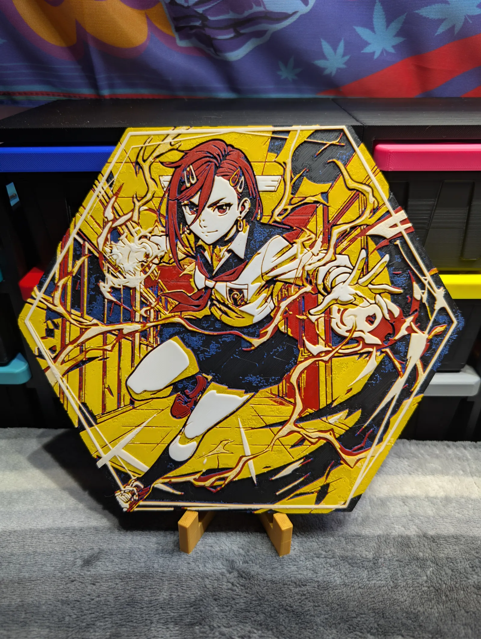 Momo Ayase "Supernatural Power" Hexagon Hueforge