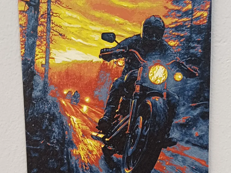 Bike rider sunset Hueforge