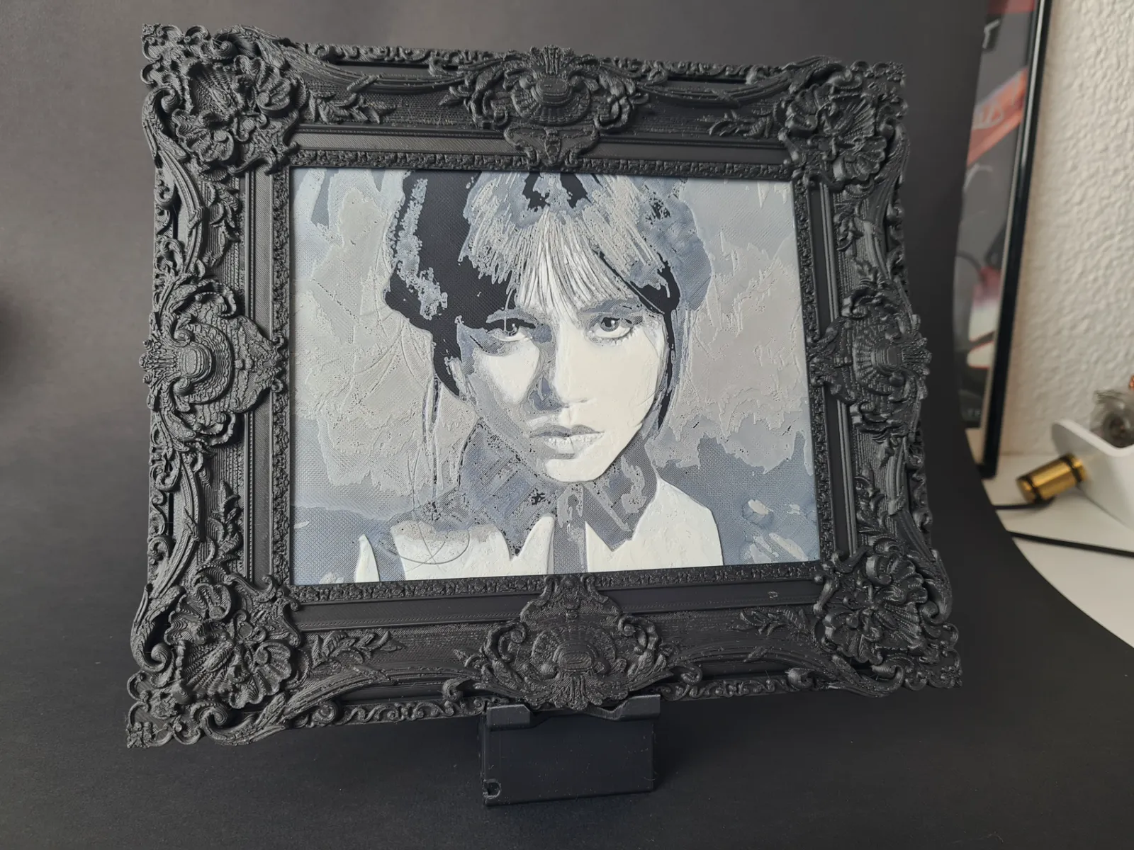 Wednesday Addams Hueforge portrait with it's baroque frame