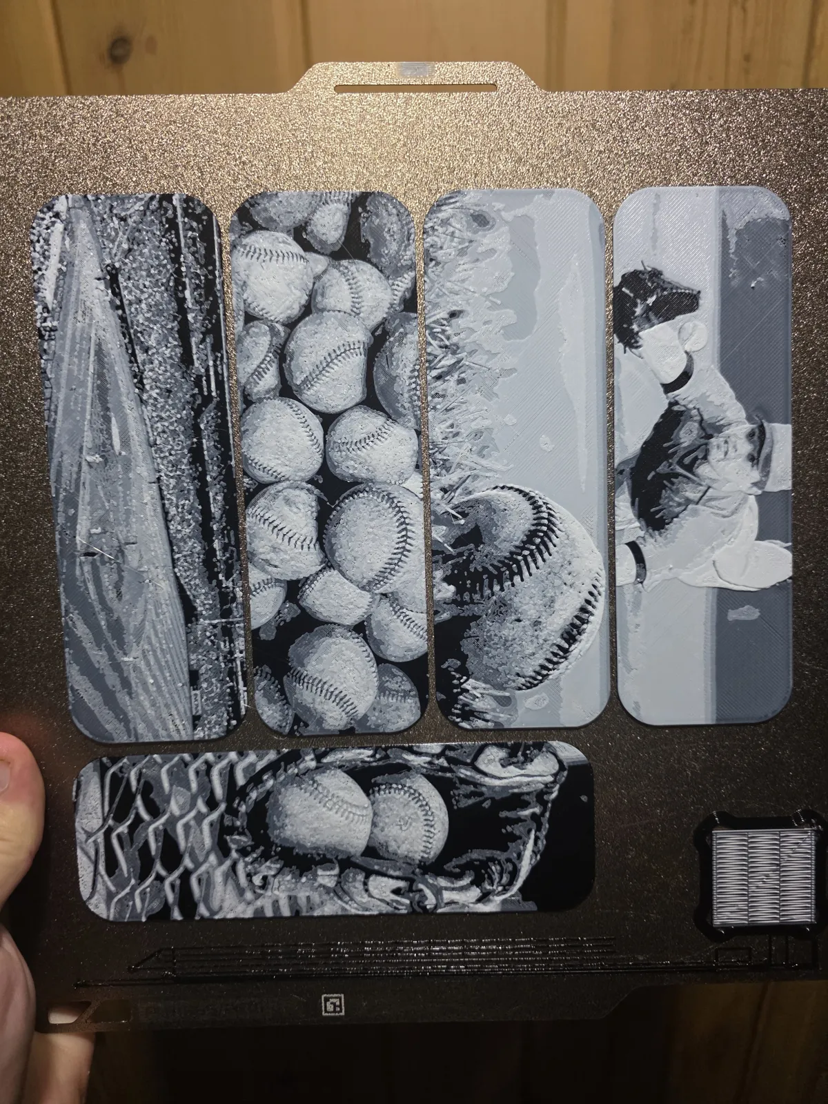 Baseball Bookmark Set of 5 Black/White