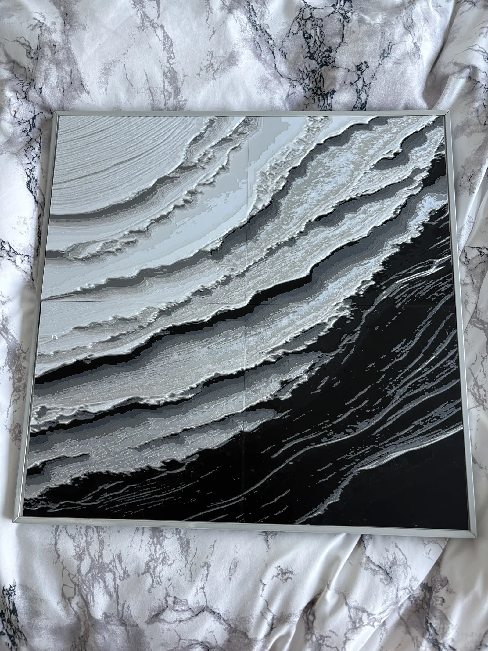 Monochrome Wave | 4-Plate HueForge Wall Art