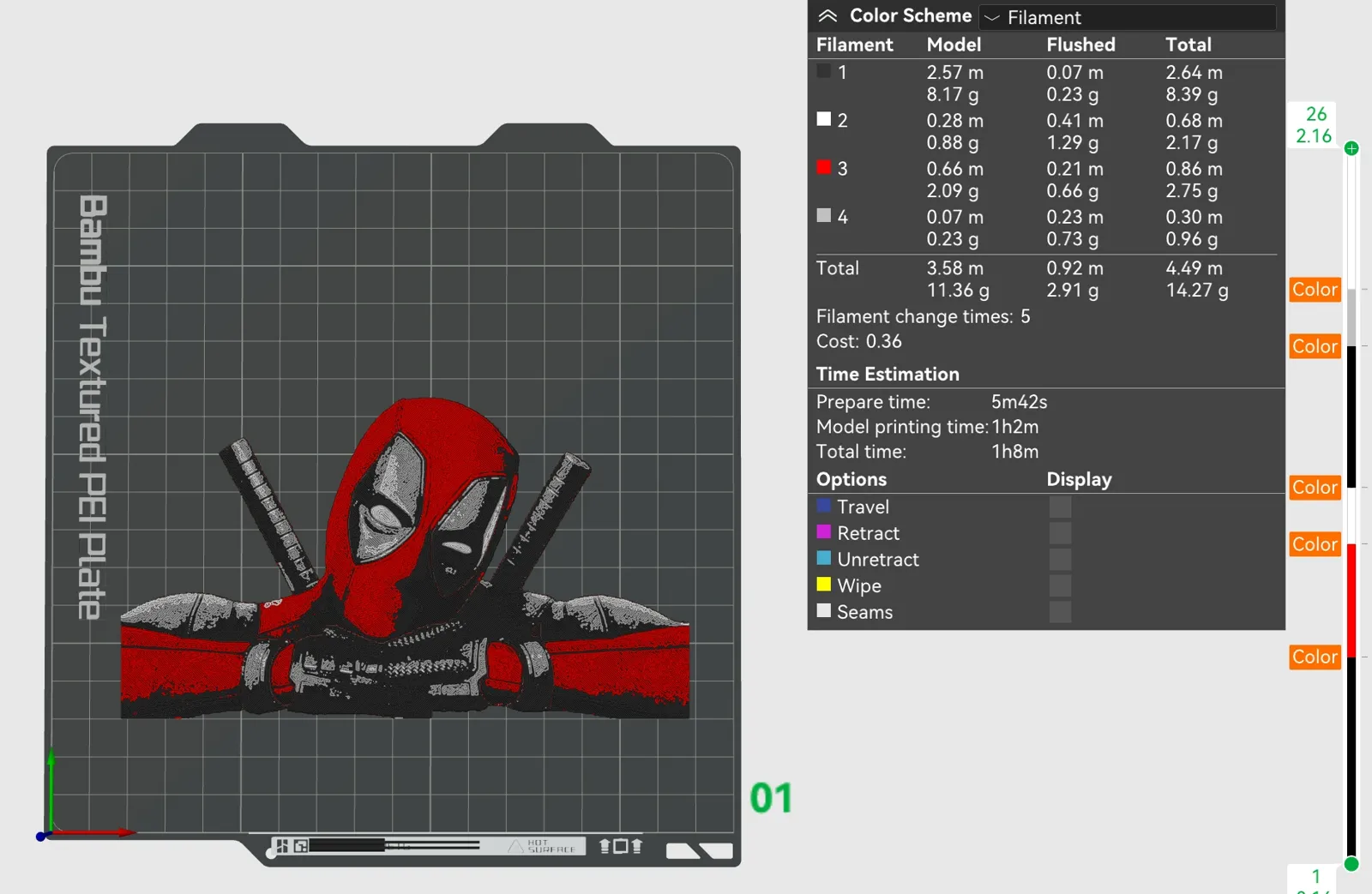 Deadpool HueForge- 4 color, No Background