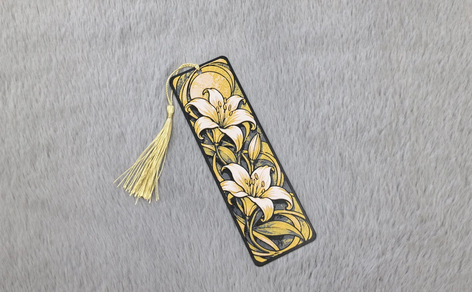 Elegant Golden Lily Bookmark