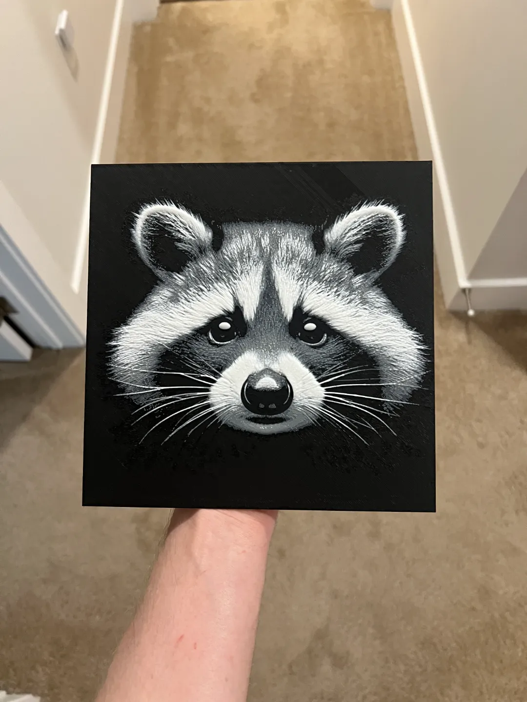 Racoon Grayscale Art Hueforge