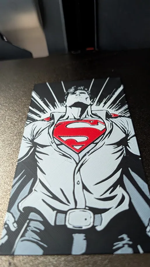 Superman Black and White w/red shield Hueforge