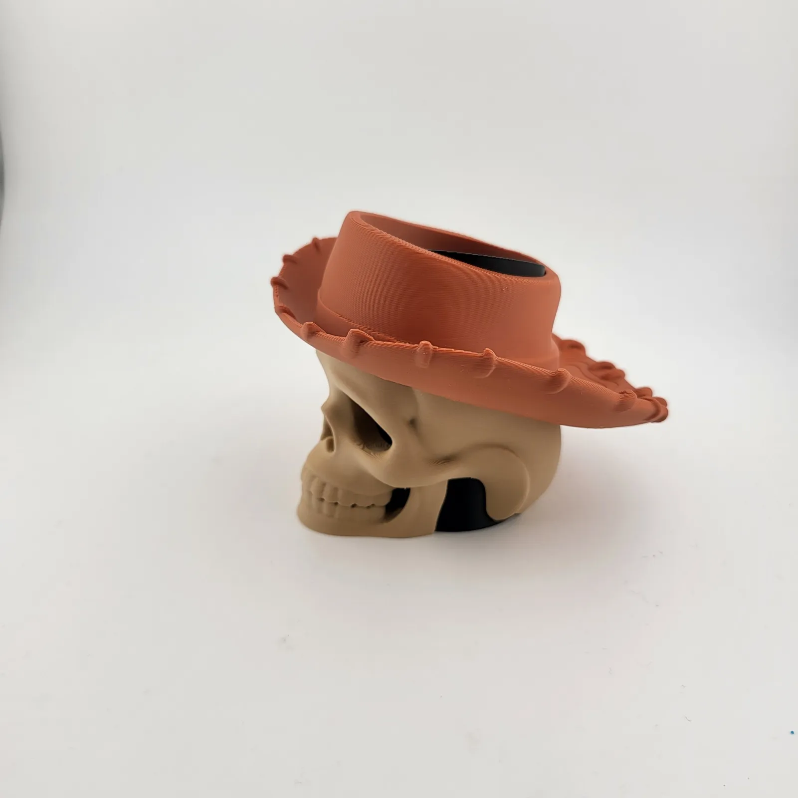 Woody Skull Hat Pen Holder | Desk Organizer