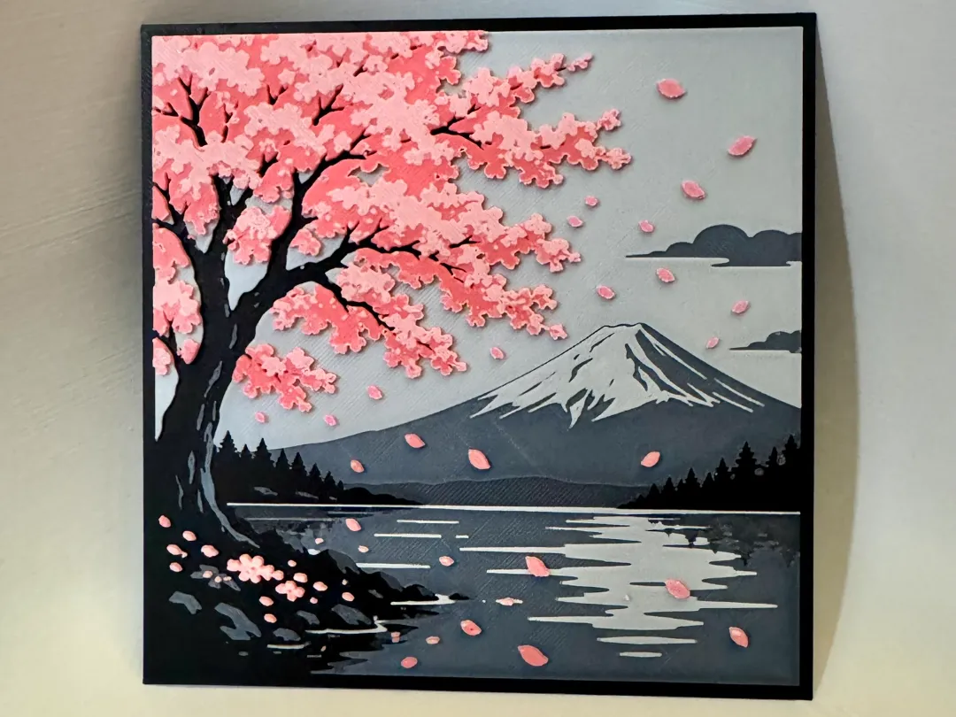 Cherry Blossom Mountain Hueforge