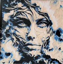 Woman face in the waves hueforged