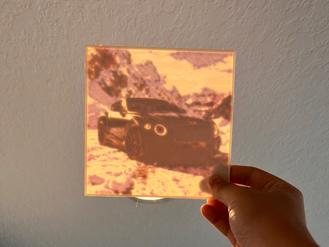 Bentley Luxury Car Lithophane 3D Printed Wall Art