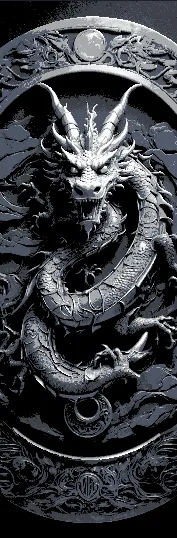 Dragon and the Moon Carvings in Black and White - Set of 3 Bookmarks
