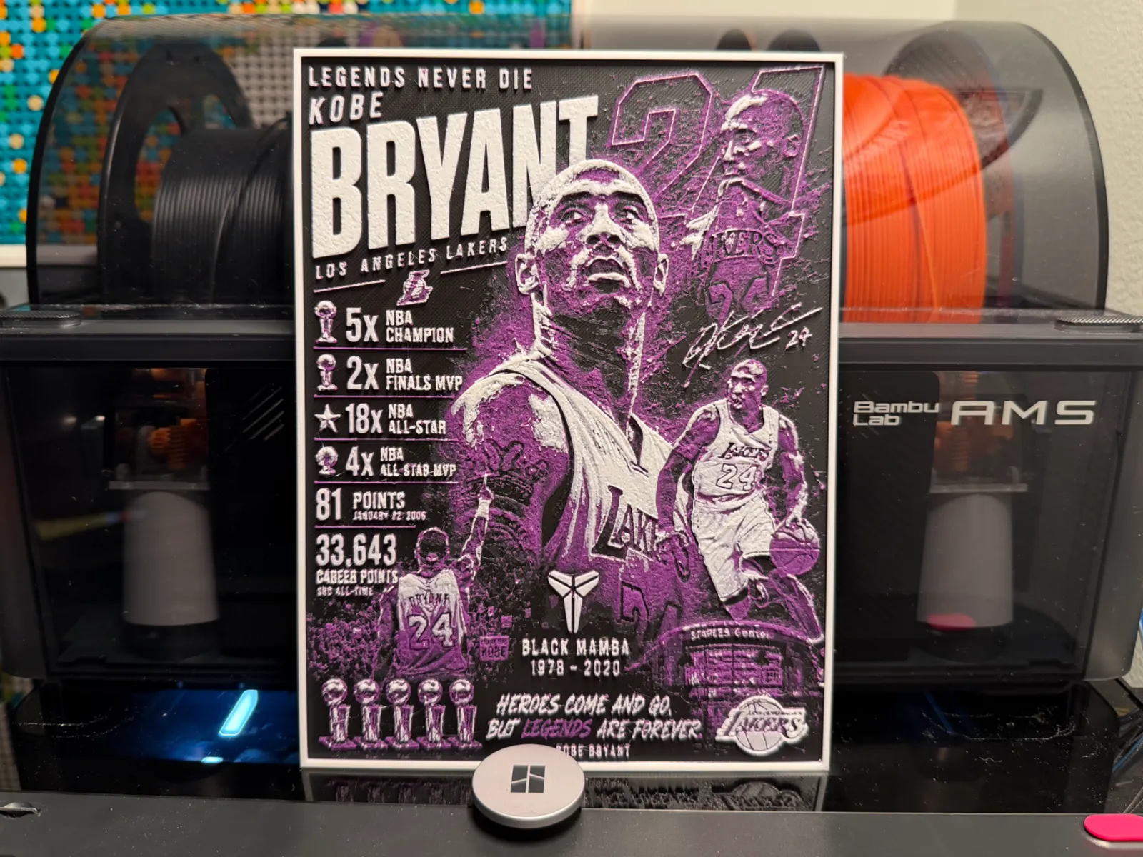 Kobe Lakers Player Card HueForge (w + w/o AMS)