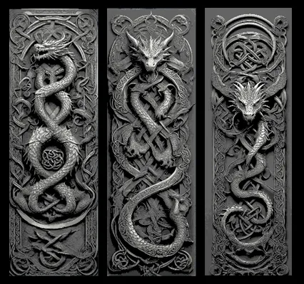 Celtic Dragon Knot Designs - Set of 3 Bookmarks