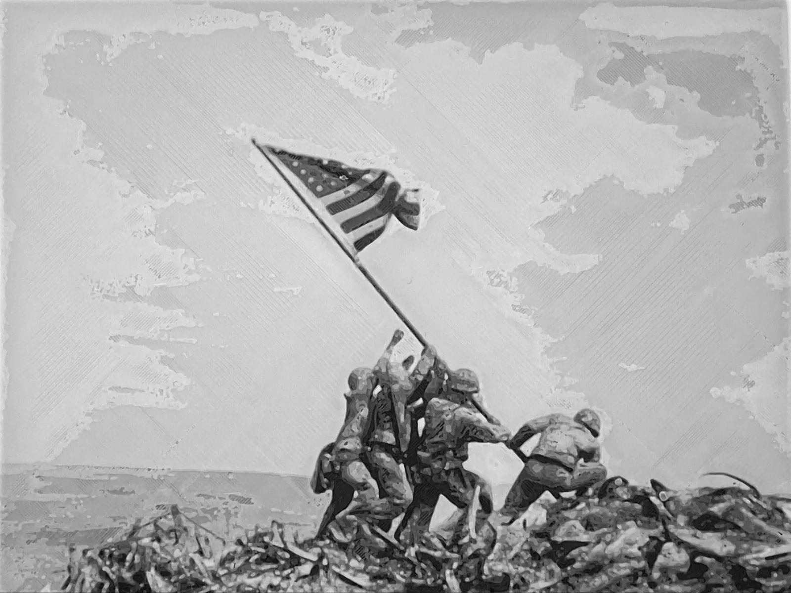 Hueforge Raising the Flag on Iwo Jima