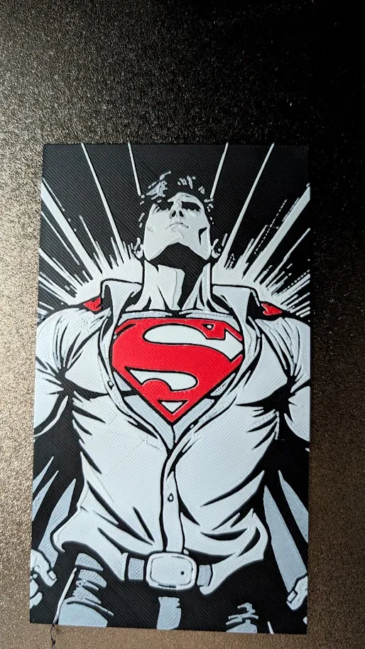 Superman Black and White w/red shield Hueforge